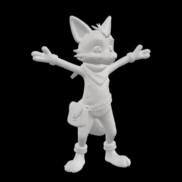 沒有貼圖的卡通狐狸 3D 模型